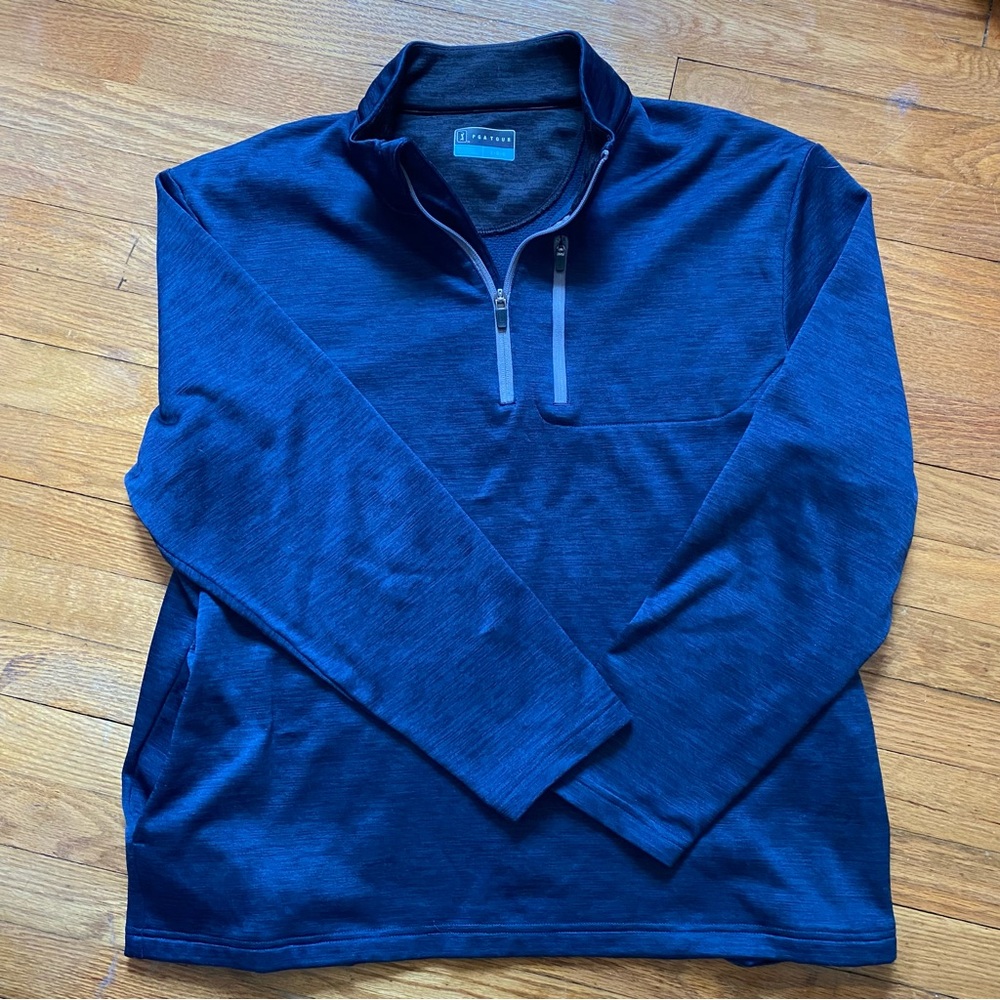 PGA Tour Blue Long Sleeve 1/4 Zip Pullover With Pockets
